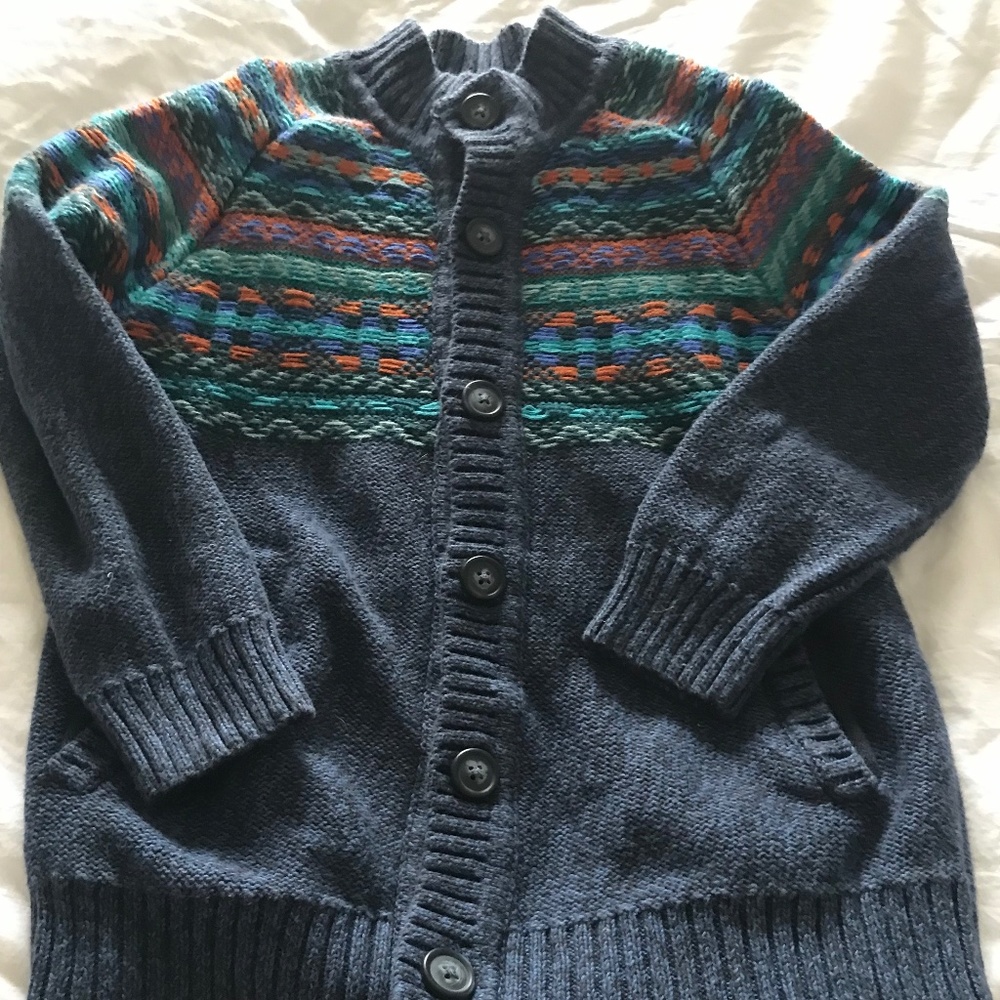 Tea Collection  Button Up Mock turtle neck Sweater/Cardigan Size M 6-7